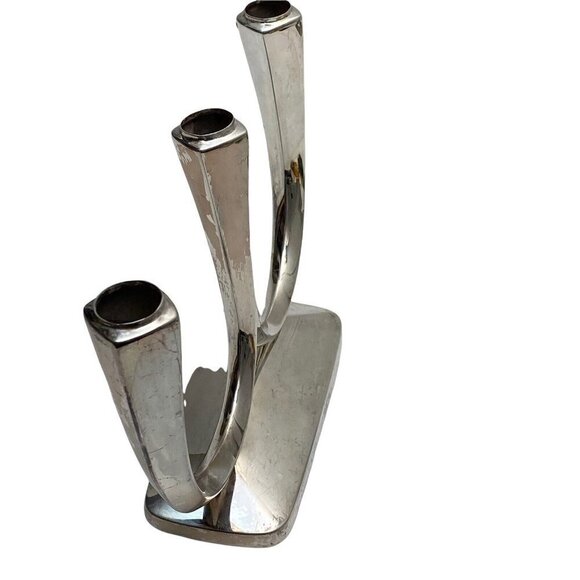 WMF Candle Holder Silverplate Candelabra Mid Century Modern 10.5" Centerpiece - Picture 6 of 11